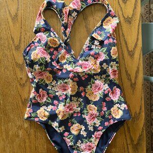 Floral one piece ruffled swimsuit